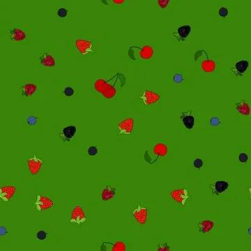 Abstract vector doodle berry seamless pattern 스톡 일러스트