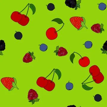 Abstract vector doodle berry seamless pattern 스톡 일러스트