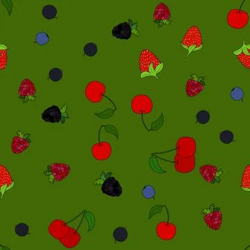 Abstract vector doodle berry seamless pattern 库存插图