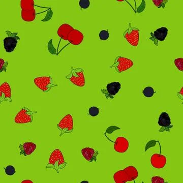 Abstract vector doodle berry seamless pattern 스톡 일러스트