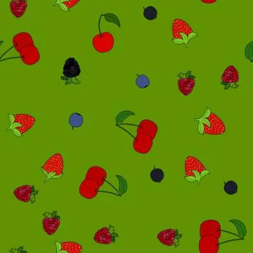 Abstract vector doodle berry seamless pattern Stock Illustration