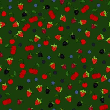 Abstract vector doodle berry seamless pattern Stock Illustration
