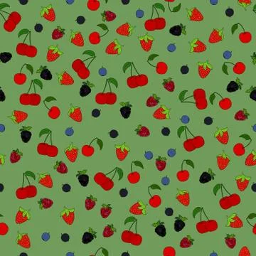 Abstract vector doodle berry seamless pattern 스톡 일러스트