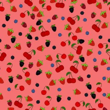 Abstract vector doodle berry seamless pattern Stock Illustration