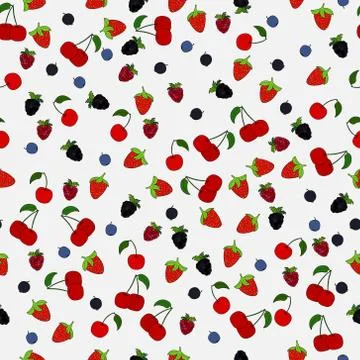 Abstract vector doodle berry seamless pattern Stock Illustration