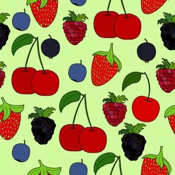 Abstract vector doodle berry seamless pattern Stock Illustration