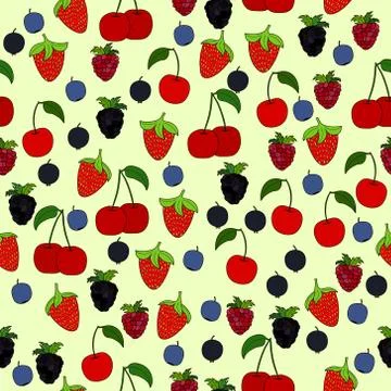 Abstract vector doodle berry seamless pattern 스톡 일러스트
