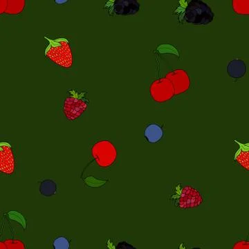 Abstract vector doodle berry seamless pattern イラスト素材