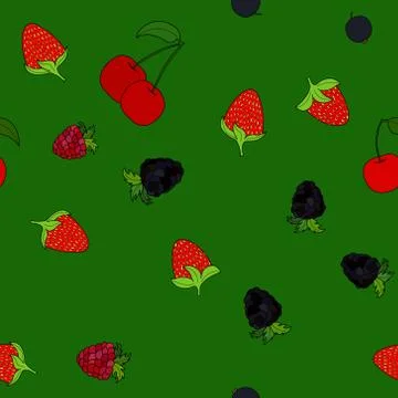 Abstract vector doodle berry seamless pattern Illustrazione stock