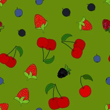 Abstract vector doodle berry seamless pattern 库存插图
