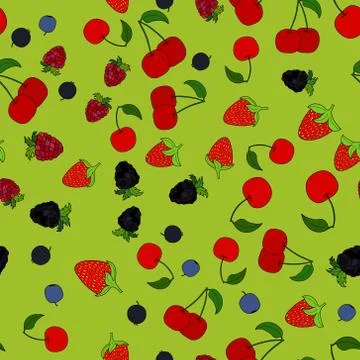 Abstract vector doodle berry seamless pattern 스톡 일러스트