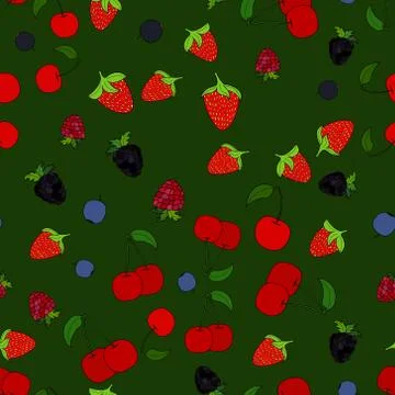Abstract vector doodle berry seamless pattern 스톡 일러스트