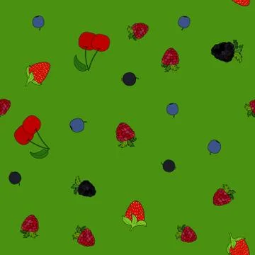 Abstract vector doodle berry seamless pattern 스톡 일러스트