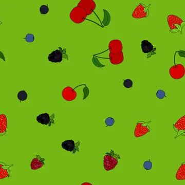 Abstract vector doodle berry seamless pattern Illustrazione stock