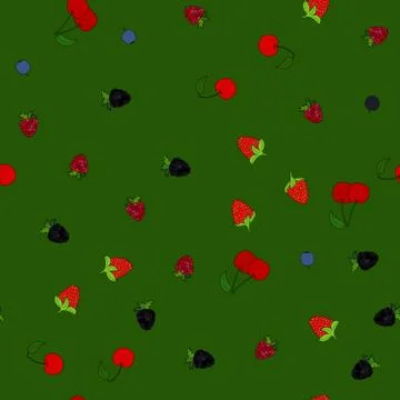 Abstract vector doodle berry seamless pattern 스톡 일러스트