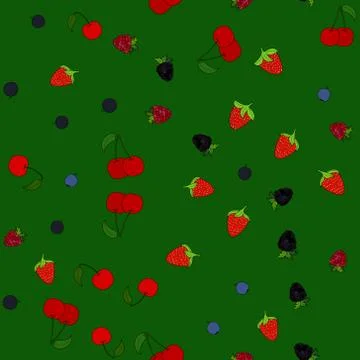 Abstract vector doodle berry seamless pattern Stock Illustration