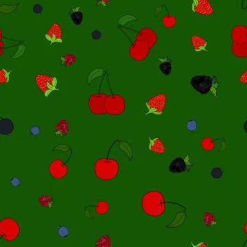Abstract vector doodle berry seamless pattern 스톡 일러스트