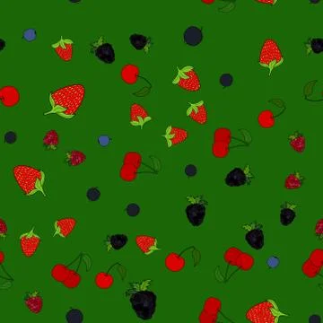 Abstract vector doodle berry seamless pattern Stock Illustration