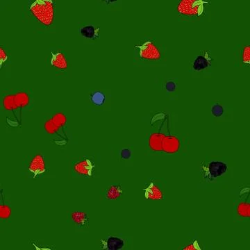 Abstract vector doodle berry seamless pattern 스톡 일러스트
