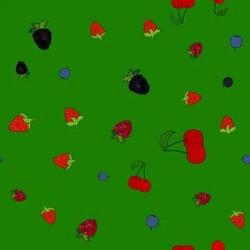 Abstract vector doodle berry seamless pattern Stock Illustration