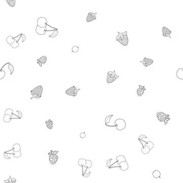 Abstract vector doodle berry seamless pattern Illustrazione stock