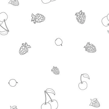 Abstract vector doodle berry seamless pattern Illustrazione stock