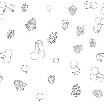 Abstract vector doodle berry seamless pattern Stock Illustration