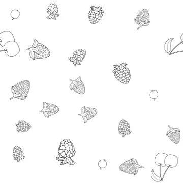 Abstract vector doodle berry seamless pattern Illustrazione stock
