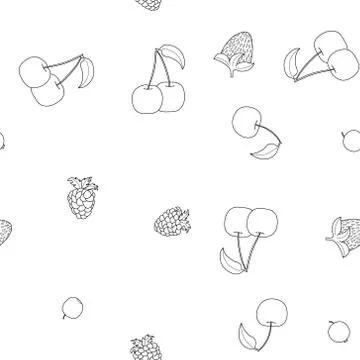 Abstract vector doodle berry seamless pattern 스톡 일러스트