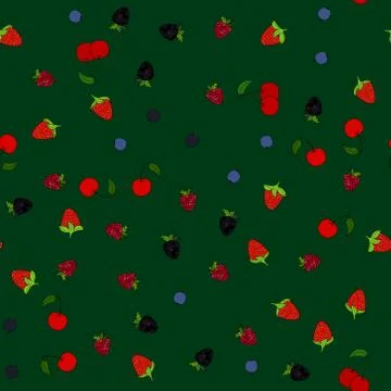Abstract vector doodle berry seamless pattern 스톡 일러스트