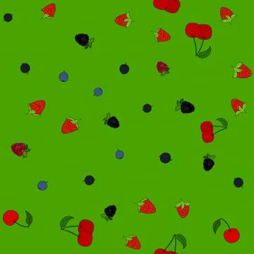 Abstract vector doodle berry seamless pattern Illustrazione stock