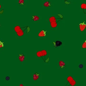 Abstract vector doodle berry seamless pattern Stock Illustration