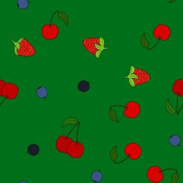 Abstract vector doodle berry seamless pattern 스톡 일러스트