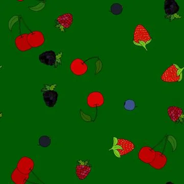 Abstract vector doodle berry seamless pattern 스톡 일러스트