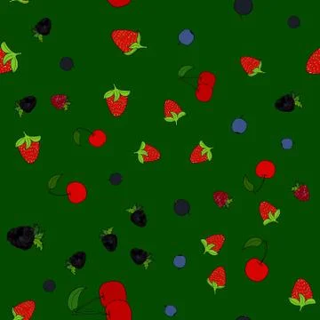 Abstract vector doodle berry seamless pattern 스톡 일러스트