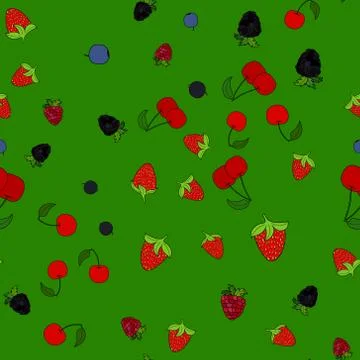 Abstract vector doodle berry seamless pattern Stock Illustration