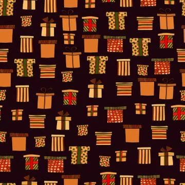 Abstract vector doodle christmas presents seamless pattern Stock Illustration