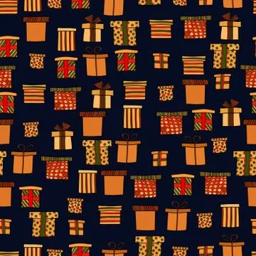 Abstract vector doodle christmas presents seamless pattern Illustrazione stock