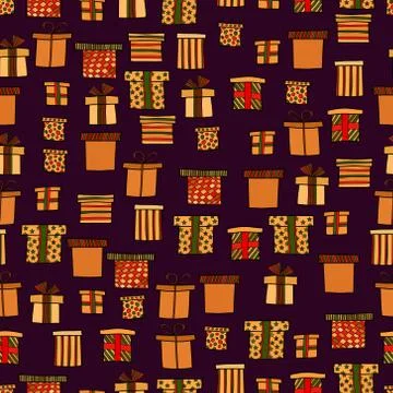 Abstract vector doodle christmas presents seamless pattern Stock Illustration