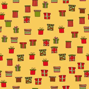 Abstract vector doodle christmas presents seamless pattern Stock Illustration