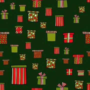 Abstract vector doodle christmas presents seamless pattern Stock Illustration