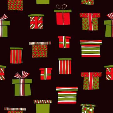 Abstract vector doodle christmas presents seamless pattern Illustrazione stock