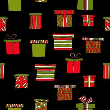 Abstract vector doodle christmas presents seamless pattern Illustrazione stock
