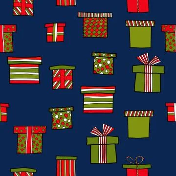 Abstract vector doodle christmas presents seamless pattern Stock Illustration