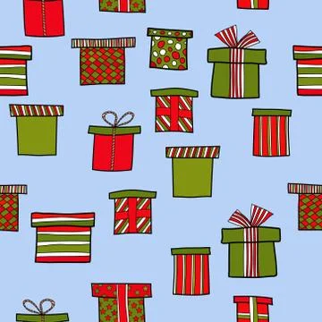 Abstract vector doodle christmas presents seamless pattern Illustrazione stock