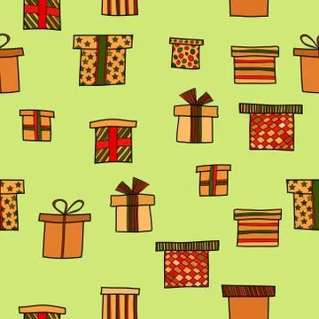 Abstract vector doodle christmas presents seamless pattern Illustrazione stock