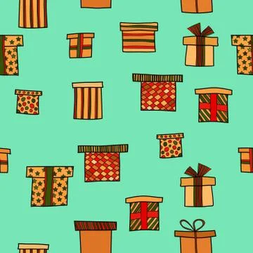 Abstract vector doodle christmas presents seamless pattern Stock Illustration