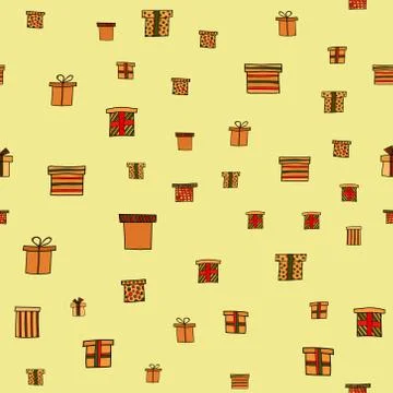 Abstract vector doodle christmas presents seamless pattern Illustrazione stock