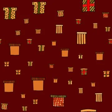 Abstract vector doodle christmas presents seamless pattern Illustrazione stock