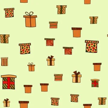Abstract vector doodle christmas presents seamless pattern Illustrazione stock